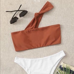 Knot one shoulder bathing suit set brand new